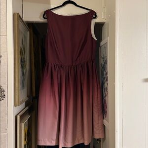 Unique Vintage Burgundy Ombré Midi Dress